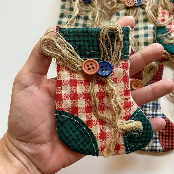 Mini Stocking Christmas Ornaments LOT Cottage Core - Picture 2 of 5